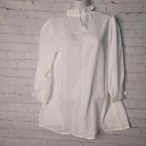 Women's Sheer Puff Sleeve Blouse Small